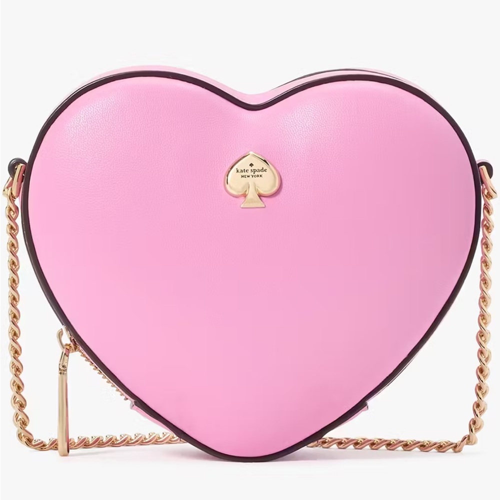 ♠️kate spade Love Shack 3D Mini Heart Crossbody, Surf Pink NWT - Picture 3 of 14